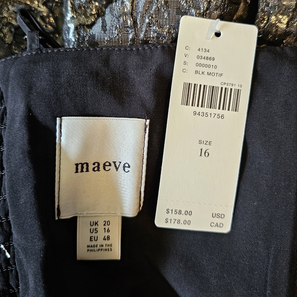 Maeve x Anthropologie Bow-Front Floral Jacquard Romper, Black Pattern, Size 16 - Picture 11 of 16